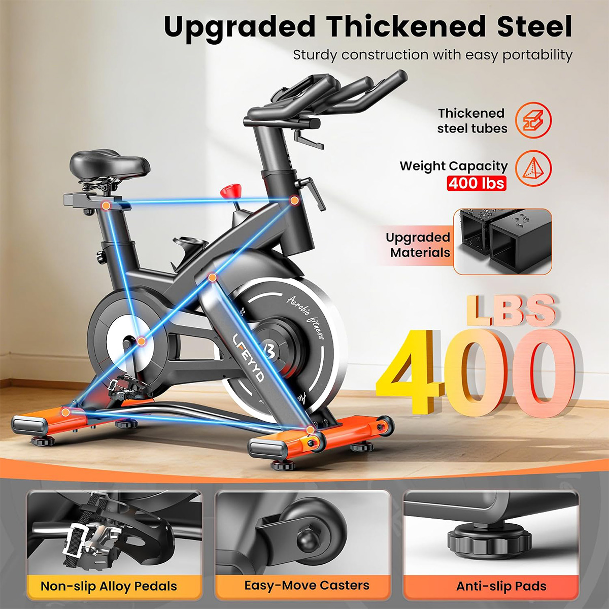 Pooboo Exercise Bike, 400LB Ma - Exercise Bike Magnetic Resistance review and price